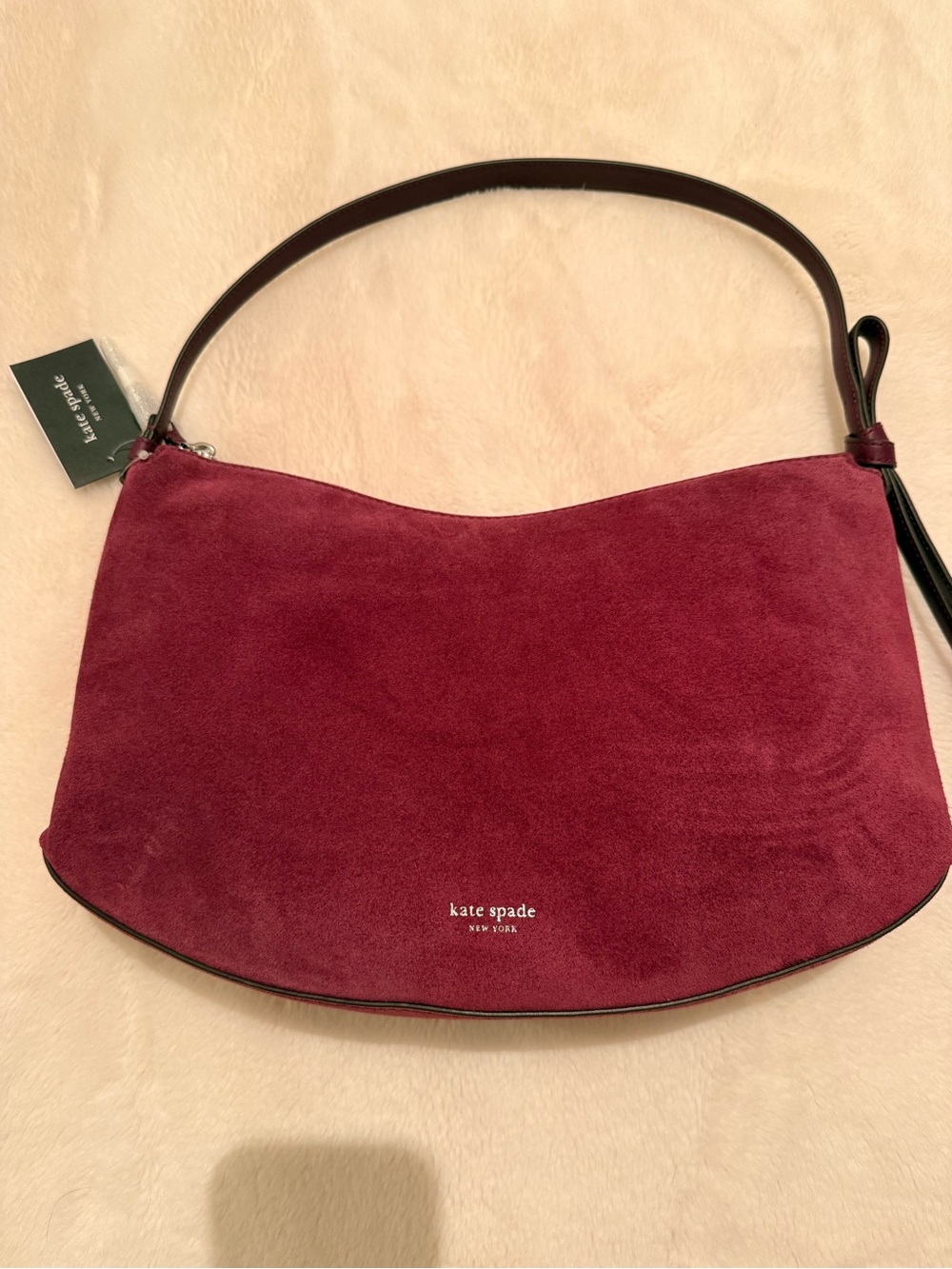 Kate Spade  Burgundy Suede Loop Shoulder Bag Large